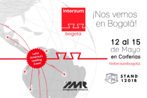 Cartel de Interzum Bogotá 2026: AMR en el stand 1201B, del 12 al 15 de mayo en Corferias